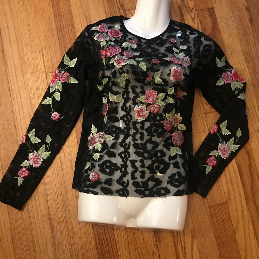 Topshop embellished Floral lace top